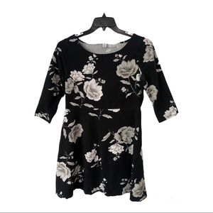 Women’s Black Floral Dress Size Large Petite